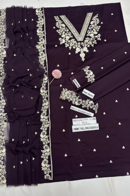 PEZWAAN Heavy Embroidered 3 Piece Lawn Suit – image 10 of 13