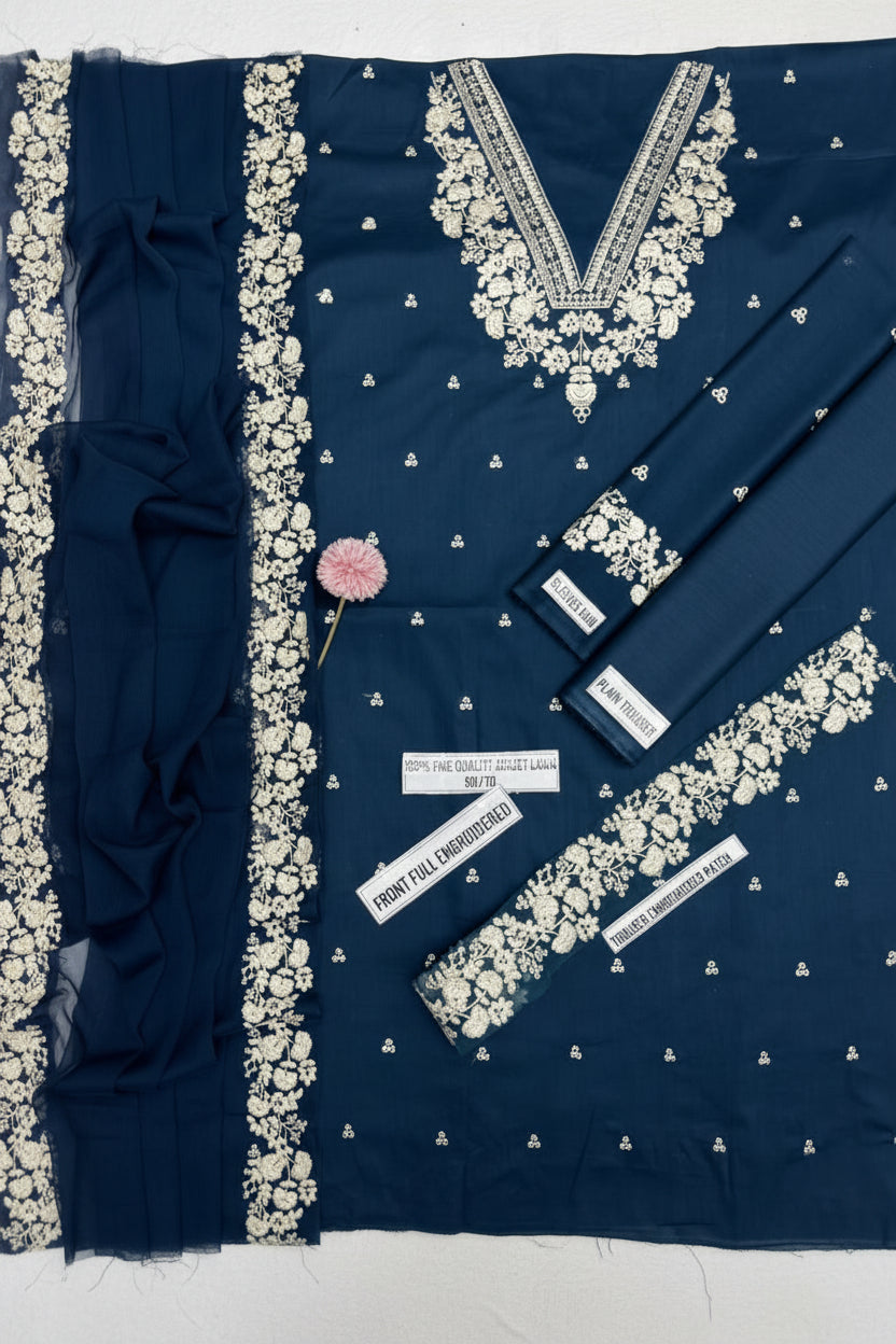 PEZWAAN Heavy Embroidered 3 Piece Lawn Suit – image 13 of 13