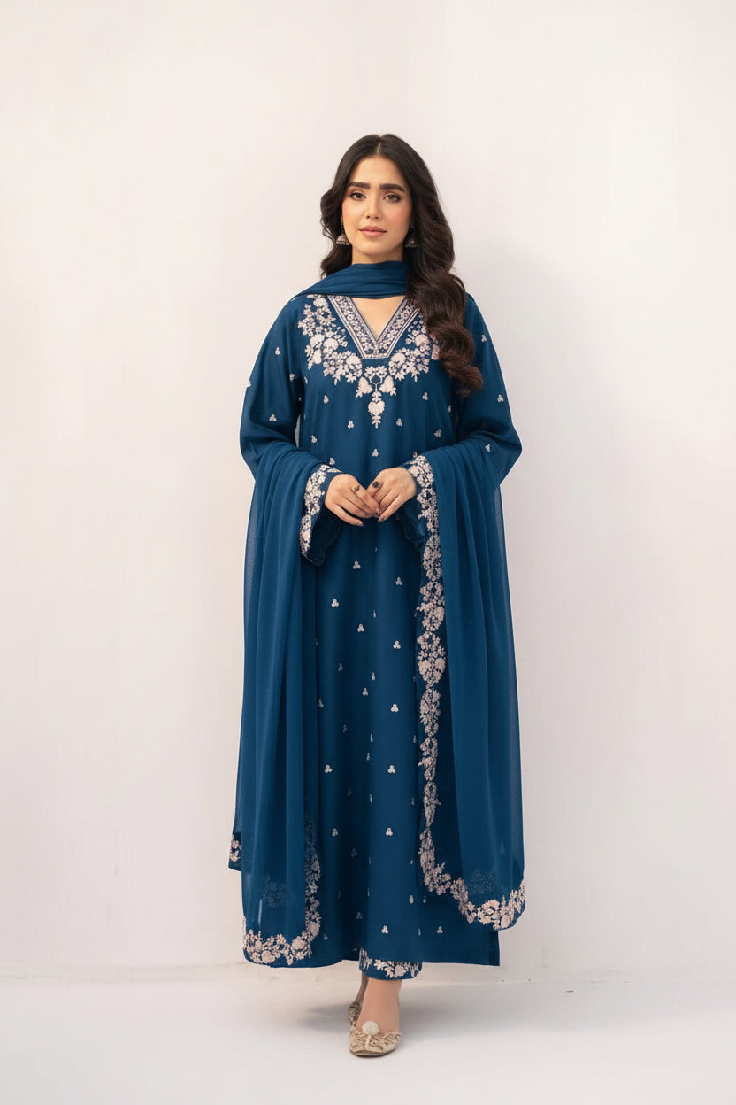 PEZWAAN Heavy Embroidered 3 Piece Lawn Suit – image 3 of 13