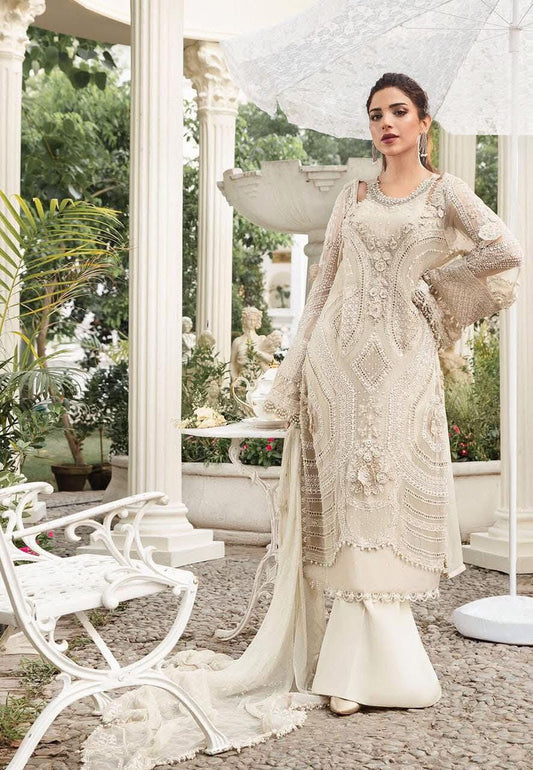 Ivory Heavy Embroidered Cutwork Chiffon Suit – Inspired by Maria.B – image 1 of 7