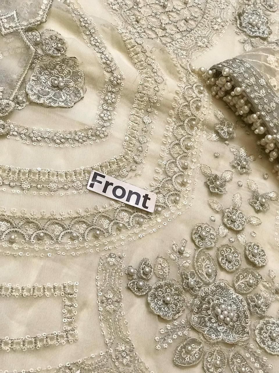 Maria.B Ivory Heavy Embroidered Cutwork Chiffon Suit – image 6 of 7