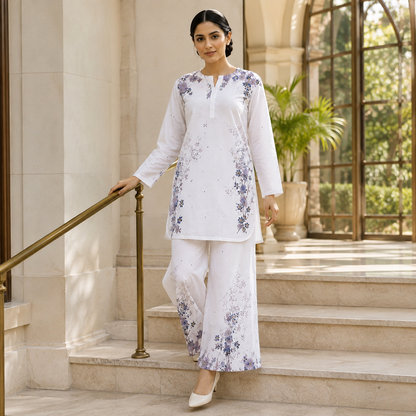 Ivory Lavender Printed 2 Piece Co-ord Set – image 1 of 5