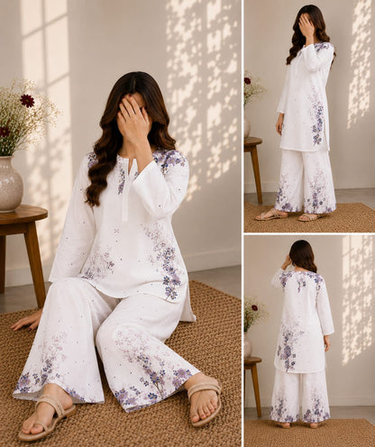 Ivory Lavender Printed 2 Piece Co-ord Set – image 3 of 5