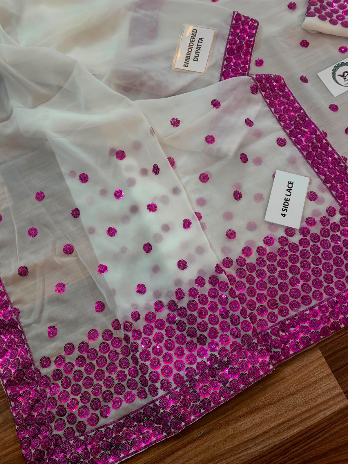 Jazmin Ivory Sequin Embellished Unstitched Chiffon Suit with Silk Trouser – image 19 of 20