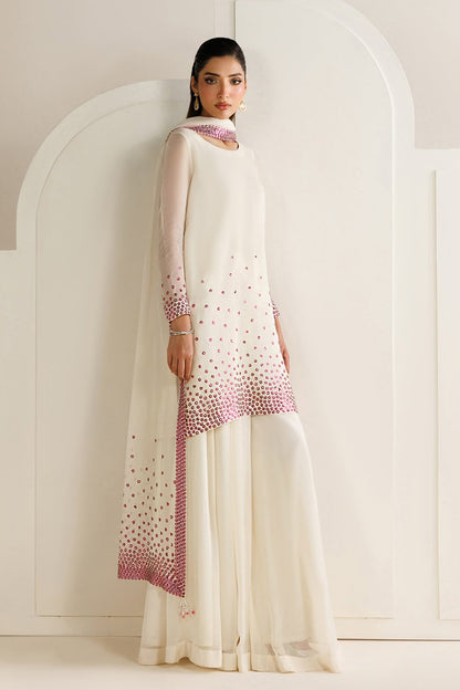 Jazmin Ivory Sequin Embellished Unstitched Chiffon Suit with Silk Trouser – image 6 of 20