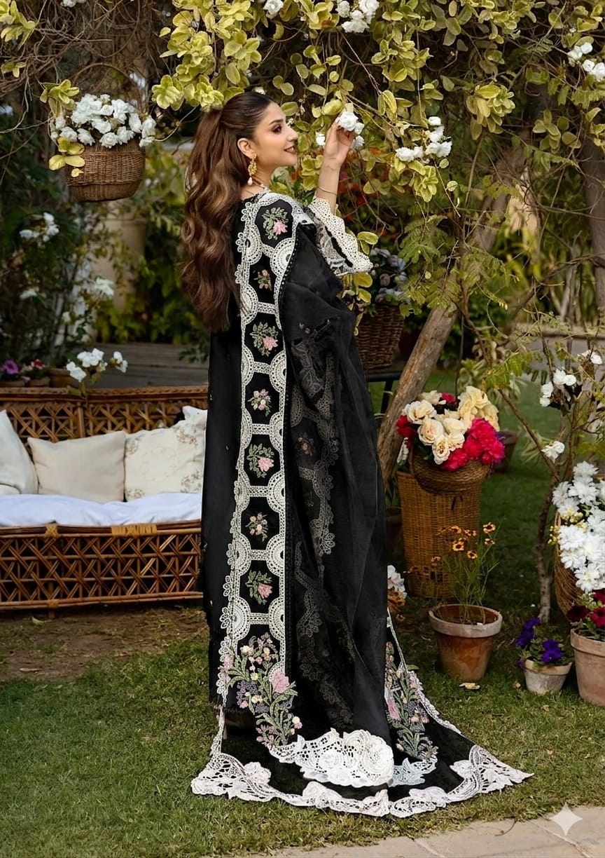 Elaf Khaddi Net Chikankari Embroidered 3 Piece Lawn Suit – image 14 of 19
