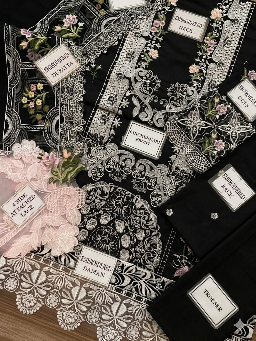 Elaf Khaddi Net Chikankari Embroidered 3 Piece Lawn Suit – image 15 of 19