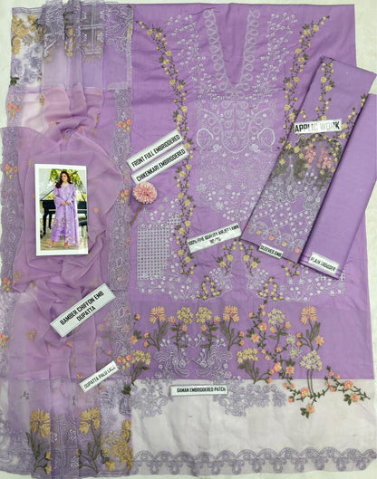 Elaf Lavender Heavy Embroidered 3 Piece Lawn Suit – image 4 of 6