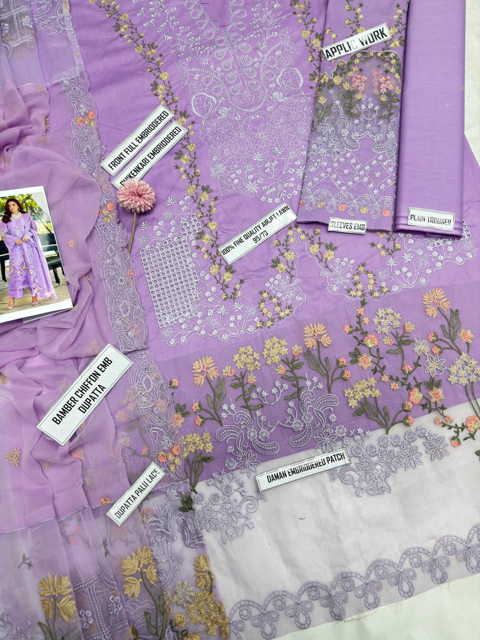 Elaf Lavender Heavy Embroidered 3 Piece Lawn Suit – image 6 of 6