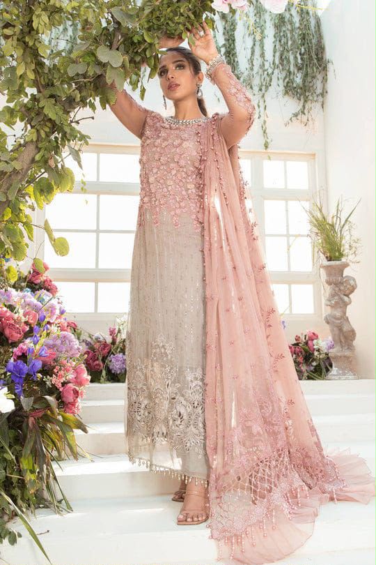 Maria.B Blush Grey Embroidered Tie & Dye Unstitched Chiffon 3 Piece Suit – image 2 of 5