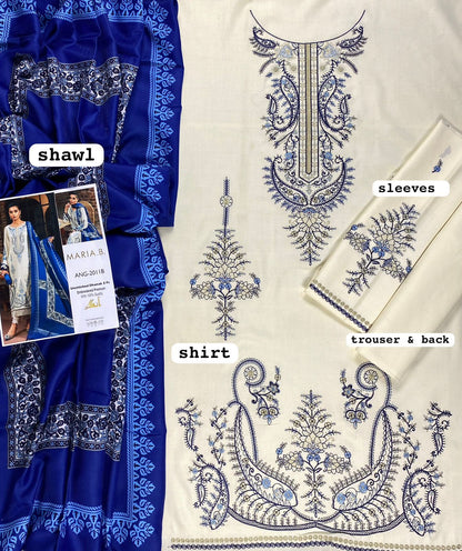 Maria.B Dhanak Embroidered Unstitched 3 Piece Suit with Wool Shawl – image 3 of 4