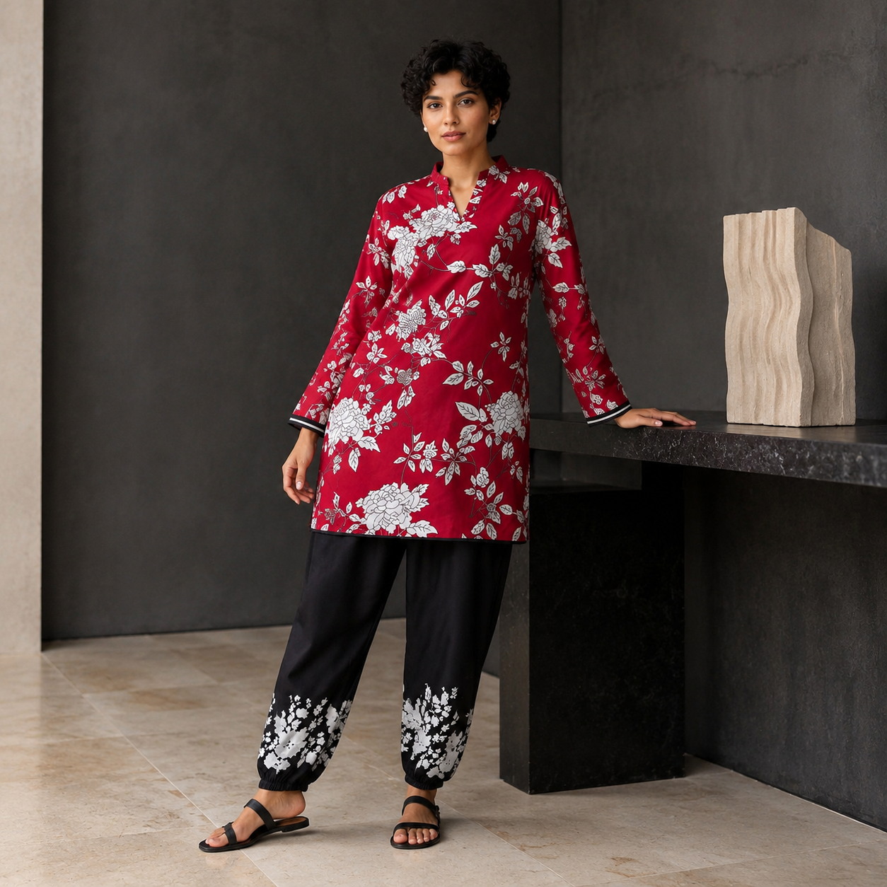 Maroon Printed 2 Piece Co-ord Set – image 1 of 5