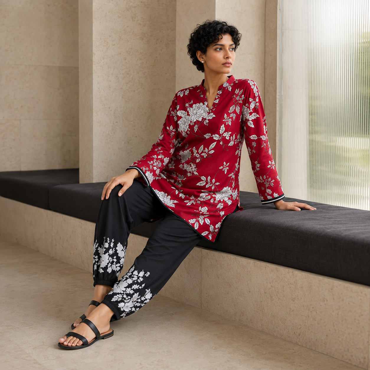 Maroon Printed 2 Piece Co-ord Set – image 2 of 5