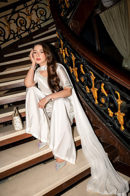 Maruk Pearl White Heavy Embroidered Unstitched Shamooz Silk 3 Piece Suit – image 3 of 8