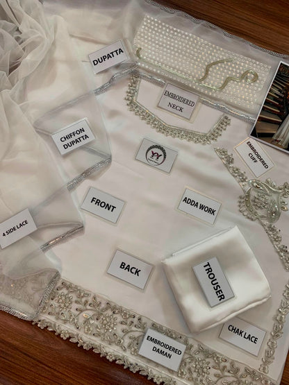 Maruk Pearl White Heavy Embroidered Unstitched Shamooz Silk 3 Piece Suit – image 7 of 8