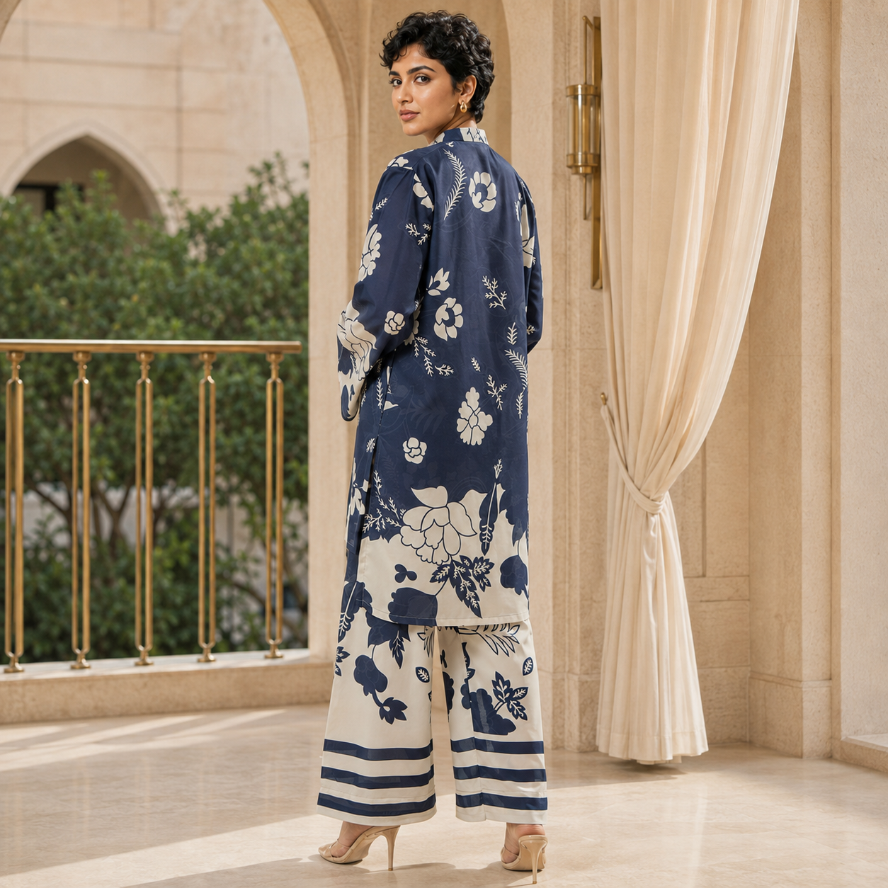 Navy Blue Printed 2 Piece Co-ord Set – image 2 of 3