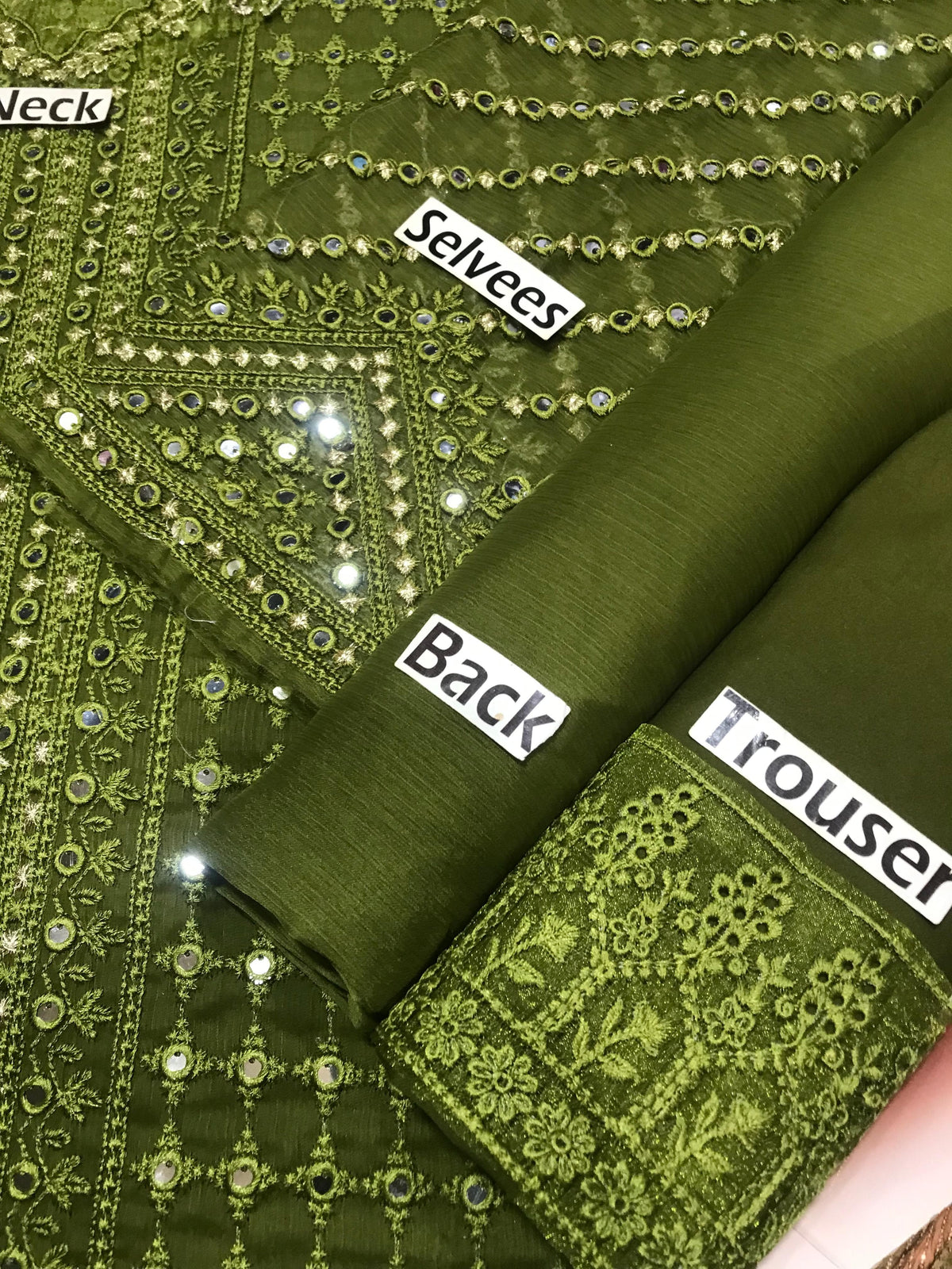Jade Olive Green Heavy Embroidered 3 Piece Lawn Suit – image 8 of 8