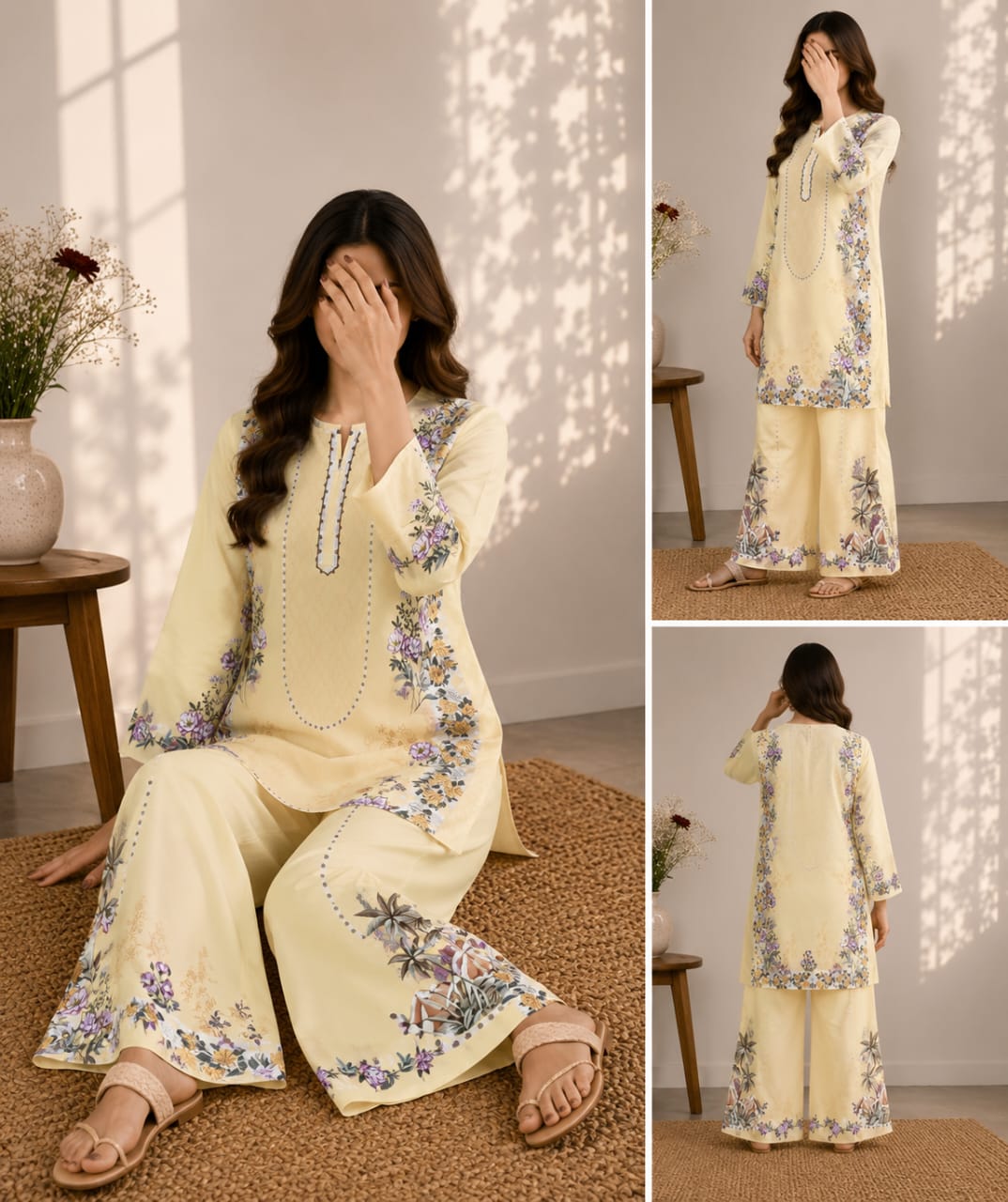 Pale Yellow Printed 2 Piece Co-ord Set – image 3 of 4
