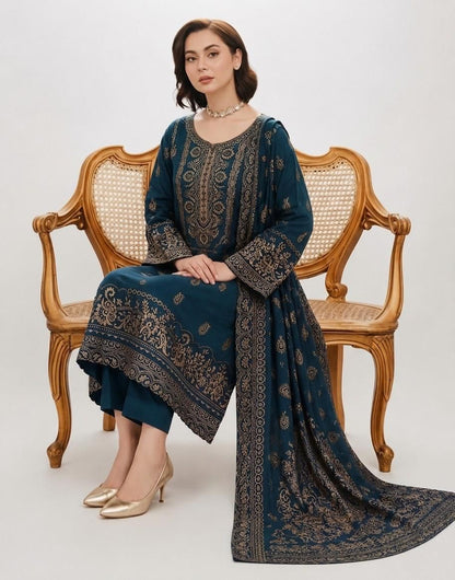 Pashmina Jacquard Printed 3 Piece Suit – image 5 of 10