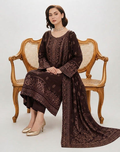 Pashmina Jacquard Printed 3 Piece Suit – image 9 of 10