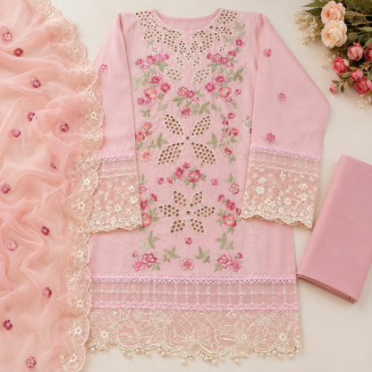 Pink Cutwork Embroidered 3 Piece Lawn Suit – image 3 of 3