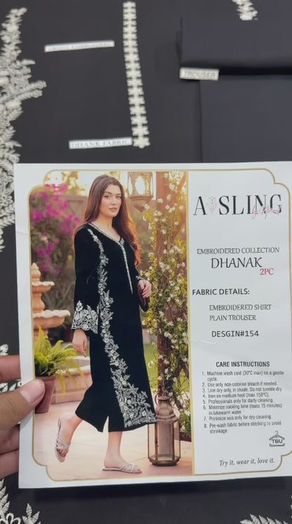 ASLING Heavy Embroidered Pure Unstitched Dhanak 2 Piece Suit