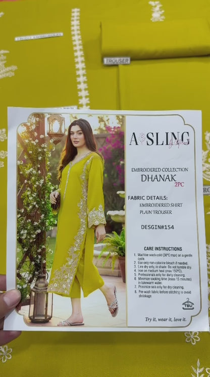 ASLING Heavy Embroidered Pure Unstitched Dhanak 2 Piece Suit