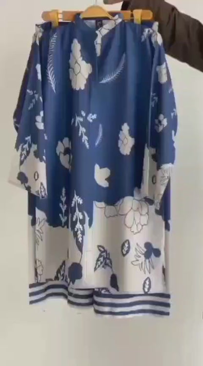 Navy Blue Printed 2 Piece Co-ord Set – video