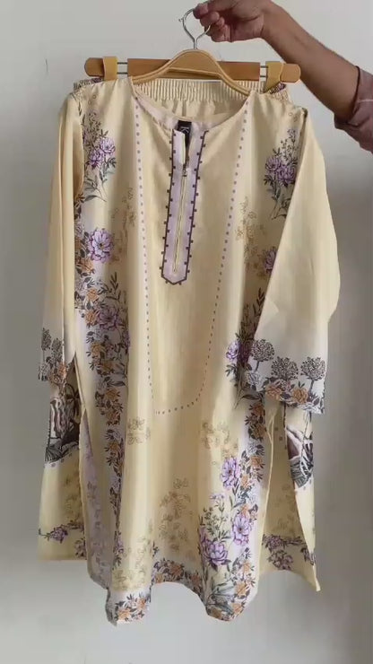 Pale Yellow Printed 2 Piece Co-ord Set – video