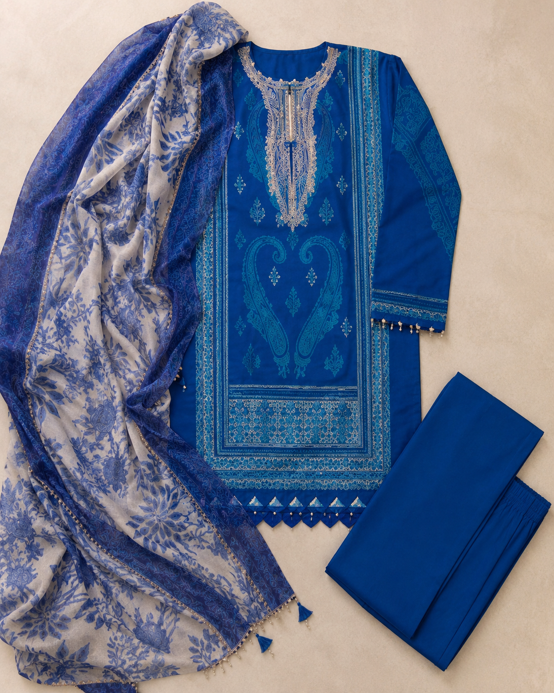 Blue Digital Print 3 Piece Unstitched Lawn Suit – image 2 of 3