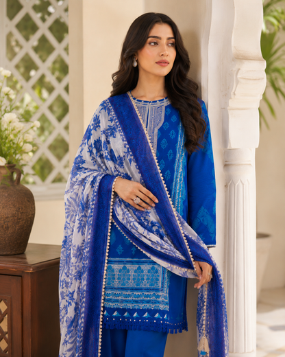 Blue Digital Print 3 Piece Unstitched Lawn Suit – image 3 of 3