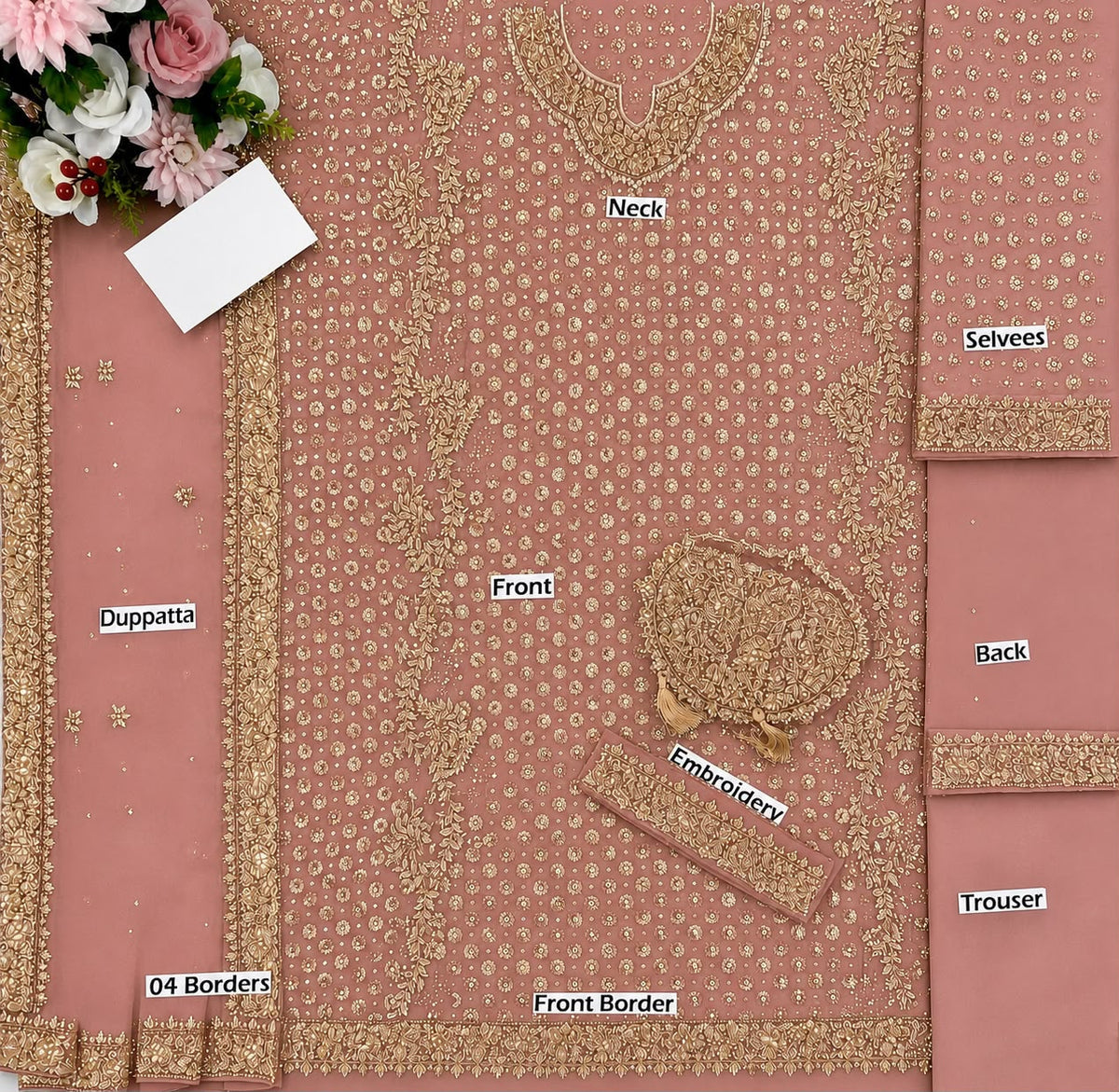 Haris Shakeel Aisha Magenta Addawork Chiffon Formal Wedding Unstitched Suit