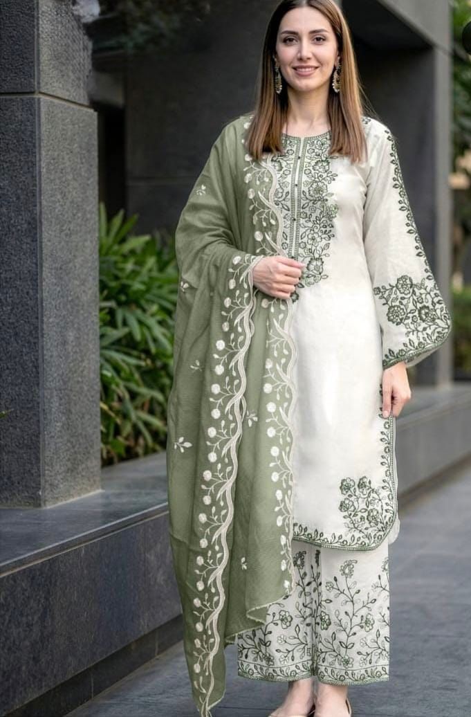 Safa by Charizma Heavy Embroidered Unstitched Chiffon 3 Piece Suit – image 3 of 9