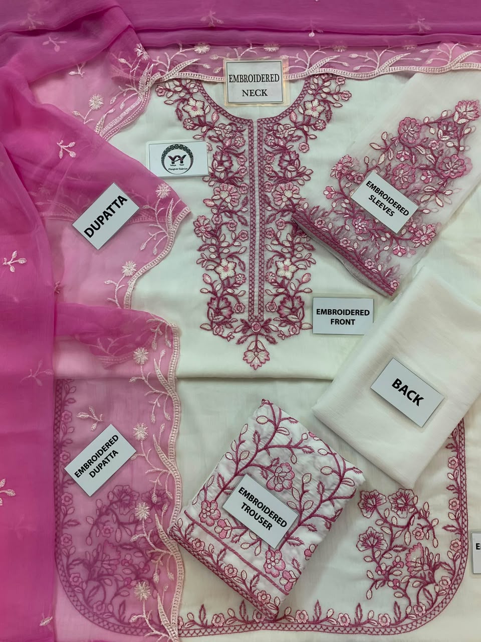 Safa by Charizma Heavy Embroidered Unstitched Chiffon 3 Piece Suit – image 8 of 9