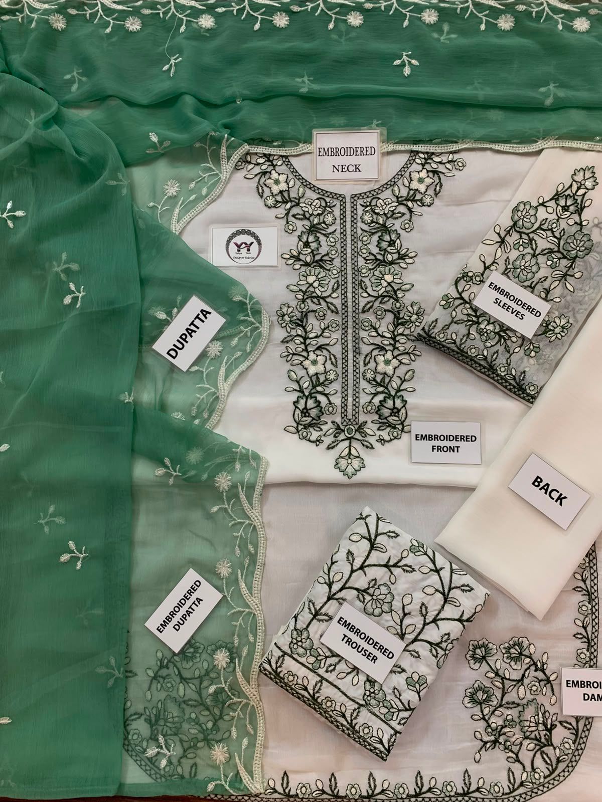 Safa by Charizma Heavy Embroidered Unstitched Chiffon 3 Piece Suit – image 6 of 9