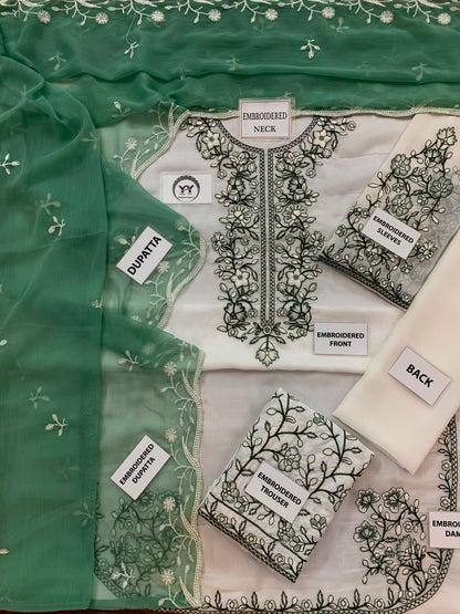 Safa by Charizma Heavy Embroidered Unstitched Chiffon 3 Piece Suit – image 6 of 9