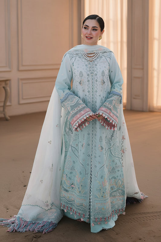 Sky Blue Heavy Embroidered Chikankari 3 Piece Cotton Suit – Inspired by Qalamkar – image 1 of 6