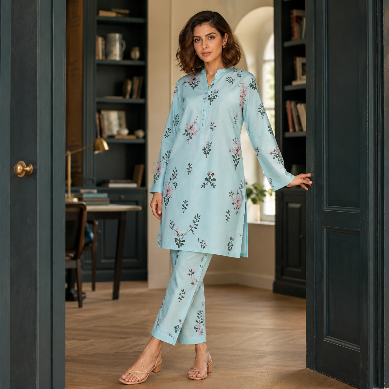 Sky Blue Printed 2 Piece Co-ord Set – image 1 of 5