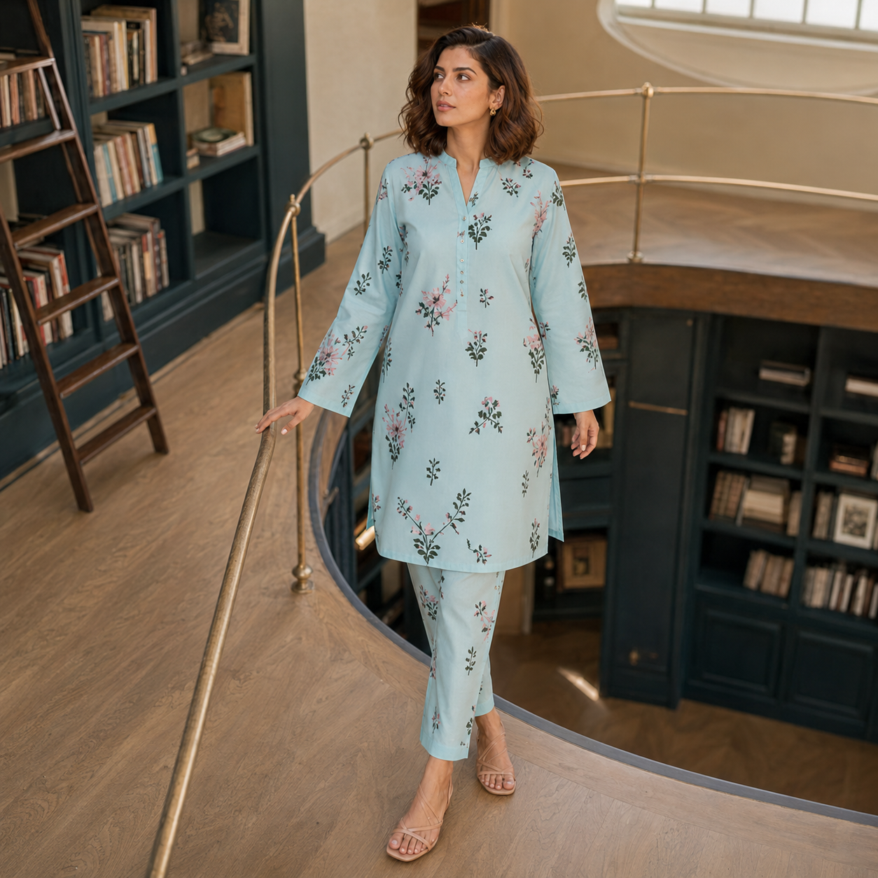 Sky Blue Printed 2 Piece Co-ord Set – image 2 of 5